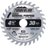TimberLine 120-300 General Purpose Saw Blade for Portable Machines - 4-3/8" / 4-1/2" Diameter; 20mm Bore; .071" Kerf; .047" Plate; 20 degree Hook; 30-Tooth, Wood Cutting Trim, ATB Grind, Carbide Tipped