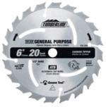 TimberLine 150-200 Contractor Wood Cutting Trim Saw Blade - 6" Diameter; 20 Tooth; 1/2" Bore; .067" Kerf; .051" Plate; ATB Grind, Carbide Tipped, 20-Degree Hook For Portable Machines