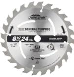 TimberLine 165-240 Contractor Wood Cutting Trim Saw Blade - 6-1/2" Diameter; 24 Tooth; 5/8" Bore; .095" Kerf; .063" Plate; ATB Grind, Carbide Tipped, 20-Degree Hook For Portable Machines