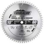 TimberLine 250-600 Finishing Blades For Miter or Stationary Table Saw - 10" Diameter; 60 Tooth; .091" Kerf; .063" Plate; 5/8" Bore, 0-Degree Hook, General Purpose, ATB Grind, Carbide Tipped