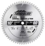 TimberLine 250-601 Finishing Saw Blade - 10" Diameter; 60 Tooth; .091" Kerf; .063" Plate; 5/8" Bore, 0-Degree Hook, TC Grind, Carbide Tipped