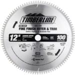 TimberLine 300-100 Finishing Blade For Miter or Stationary Table Saw - 12" Diameter; 100 Tooth; .118" Kerf; .087" Plate; 1" Bore, 0-Degree Hook, ATB Grind, Carbide Tipped