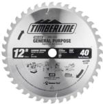 TimberLine 300-600 Finishing Blade For Miter or Stationary Table Saw - 12" Diameter; 60 Tooth; .118" Kerf; .087" Plate; 1" Bore, 0-Degree Hook, ATB Grind, Carbide Tipped