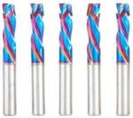 Magnate 46010-K-5 Spektra Compression Spiral 3 Flute Router Bit - 3/8" Cutting Diameter; 1-1/8" Cutting Height; 9mm Up-Cut; 3/8" Shank Diameter; 3" Overall Length; 5-Pack; nACo Ceramic Coating Solid Carbide
