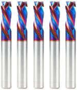Magnate 46011-K-5 Spektra Compression Spiral 3 Flute Router Bit - 3/8" Cutting Diameter; 7/8" Cutting Height; .200" Up-Cut; 3/8" Shank Diameter; 3" Overall Length; 5-Pack; nACo Ceramic Coating Solid Carbide