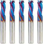 Magnate 46020-K-5 Spektra Compression Spiral 3 Flute Router Bit - 3/8" Cutting Diameter; 1" Cutting Height; 3/16" Up-Cut; 3/8" Shank Diameter; 3" Overall Length; 5-Pack; nACo Ceramic Coating Solid Carbide