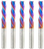 Magnate 46054-K-5 Spektra Down-Cut Spiral Plunge Router Bit - 1/4" Cutting Diameter; 1" Cutting Height; 1/4" Shank Diameter; 2-1/2" Overall Length; 3 Flute; 5-Pack; nACo Ceramic Coating Solid Carbide