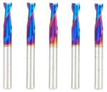 Magnate 46102-K-5 Spektra Up-Cut Spiral Plunge Router Bit - 1/4" Cutting Diameter; 3/4" Cutting Height; 1/4" Shank Diameter; 2-1/2" Overall Length; 2 Flute; 5-Pack; nACo Ceramic Coating Solid Carbide