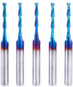 Magnate 46125-K-5 Spektra Up-Cut Spiral Plunge Router Bit - 1/8" Cutting Diameter; 13/16" Cutting Height; 1/4" Shank Diameter; 2-1/2" Overall Length; 2 Flute; 5-Pack; nACo Ceramic Coating Solid Carbide