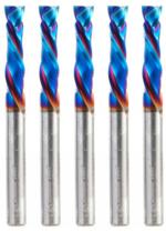 Magnate 46175-K-5 Spektra Compression Spiral 2 Flute Router Bit - 6mm Cutting Diameter; 25mm Cutting Height; 7mm Up-Cut; 6mm Shank Diameter; 64mm Overall Length; 5-pack; nACo Ceramic Coating Solid Carbide