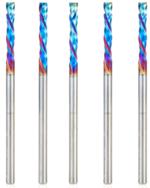 Magnate 46180-K-5 Spektra Compression Spiral 2 Flute Router Bit - 1/8" Cutting Diameter; 13/16" Cutting Height; 7/32" Up-Cut; 1/8" Shank Diameter; 2-1/2" Overall Length; 5-pack; nACo Ceramic Coating Solid Carbide