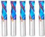 Magnate 46188-K-5 Spektra Compression Spiral 2 Flute Router Bit - 1/2" Cutting Diameter; 1-1/4" Cutting Height; 11mm Up-Cut; 1/2" Shank Diameter; 3" Overall Length; 5-pack; nACo Ceramic Coating Solid Carbide