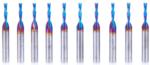 Magnate 46200-K-10 Spektra Down-Cut Spiral Plunge Router Bit - 1/8" Cutting Diameter; 1/2" Cutting Height; 1/4" Shank Diameter; 2" Overall Length; 2 Flute; 10-Pack; nACo Ceramic Coating Solid Carbide