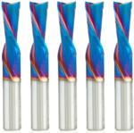 Magnate 46203-K-5 Spektra Down-Cut Spiral Plunge Router Bit - 3/8" Cutting Diameter; 1" Cutting Height; 3/8" Shank Diameter; 2-1/2" Overall Length; 2 Flute; 5-Pack; nACo Ceramic Coating Solid Carbide