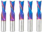 Magnate 46206-K-5 Spektra Down-Cut Spiral Plunge Router Bit - 1/2" Cutting Diameter; 1-1/4" Cutting Height; 1/2" Shank Diameter; 3" Overall Length; 2 Flute; 5-Pack; nACo Ceramic Coating Solid Carbide
