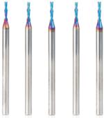 Magnate 46213-K-5 Spektra Down-Cut Spiral Plunge Router Bit - 1/16" Cutting Diameter; 1/4" Cutting Height; 1/8" Shank Diameter; 2" Overall Length; 2 Flute; 5-Pack; nACo Ceramic Coating Solid Carbide