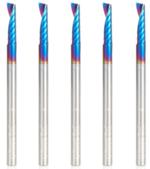 Magnate 51410-K-5 Spektra O-Flute 1 Flute Up-Cut Spiral Router Bit - 1/8" Cutting Diameter; 1/2" Cutting Height; 1/8" Shank Diameter; 2" Overall Length; 5-Pack; nACo Ceramic Coating Solid Carbide For Plastic Cutting