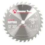 Amana 612300 Standard Ripping Saw Blade - 12" Diameter; 30 Tooth; 1" Bore; 20 degree Hook; .110" Plate; .160" Kerf; FT Grind, Carbide Tipped