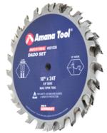 Amana 651030 Dado Saw Blade Set - 10" Diameter; 24 Tooth; 5/8" Bore; 6-Wing x 5 Chippers; ATB/FT Grind; 15 degree Hook; 1/4" to 13/16" Kerf, Carbide Tipped