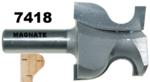 MAGNATE 7418 Door Lip ( Finger Pull ) Router Bit - 1-5/8" Overall Diameter; 1-3/16" Cutting Length; 3/4" Small Diameter; 9/32" & 7/16" Radius; 1/2" Shank Diameter, 2-Flute Carbide Tipped