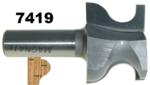 Magnate 7419 Door Lip ( Finger Pull ) Router Bit - 1-1/2" Overall Diameter; 1" Cutting Length; 3/4" Small Diameter; 1/4" & 11/32" Radius