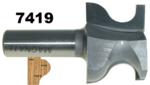 MAGNATE 7419 Door Lip ( Finger Pull ) Router Bit - 1-1/2" Overall Diameter; 1" Cutting Length; 3/4" Small Diameter; 1/4" & 11/32" Radius; 1/2" Shank Diameter, 2-Flute Carbide Tipped