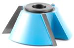 Amana 977-AMANA Bevel Shaper Cutter - 30 Degree; 1" Cutting Height; 1/2" & 3/4" Bore; 2-5/8" Overall Diameter; C-044 Rub Collar; 3-Wing, Carbide Tipped
