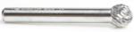 Amana BURS-154 Ball Shape SD Burr Bit - 3/8" Diameter; 5/16" Cutting Height; 1/4" Shank Diameter; 2-1/8" Overall Length; SC-5DC Ref #; Solid Carbide Double Cut for Die-Grinders