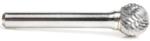 Amana BURS-158 Ball Shape SD Burr Bit - 1/2" Diameter; 7/16" Cutting Height; 1/4" Shank Diameter; 2-1/4" Overall Length; SD-1DC Ref #; Solid Carbide Double Cut for Die-Grinders