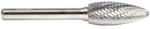 Amana BURS-206 Flame Shape SH Burr Bit - 1/2" Diameter; 1-1/4" Cutting Height; 1/4" Shank Diameter; 3" Overall Length; SH-5DC Ref #; Solid Carbide Double Cut for Die-Grinders