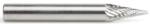 Amana BURS-222 Pointed Cone Shape SM Burr Bit - 1/4" Diameter; 1/2" Cutting Height; 1/4" Shank Diameter; 2" Overall Length; SM-1DC Ref #; Solid Carbide Double Cut for Die-Grinders