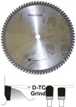 Magnate DM1211 DM0756 Double Face Melamine & Solid Surface - 7-1/4" Diameter; 60 Tooth; 1" Bore - 12" Diameter; 100 Tooth; Neg 5 degree Hook; .126" Kerf; .095" Plate; Carbide Tipped, D-TC Grind
