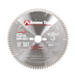 Amana LB10801-30 Plastic Cutting, Non-Melt Saw Blade - 10" Diameter; 80 Tooth; 30mm Bore; .100" Kerf; .070" Plate; With 2/7/42, 2/9/46 & 2/10/60 Pin Holes; Modified TC Grind, 2-Degree Negative Hook, Carbide Tipped