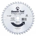 Amana PC-620 Plywood & Plastic Cutting Saw Blade - 7-1/4" Diameter; 40 Tooth; 5/8-universal Bore; .078" Plate; .120" Kerf; With a 5/8" Universal Bore and Diamond Knock-Out, TC Grind, Carbide Tipped