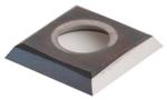 Amana RCK-70-DLC Straight 1-Hole Insert Knife - 4 Cutting Edges; 14mm Length; 14mm Width; 2mm Thickness; 6.5mm Hole Diameter; 35 Degree Bevel; Diamond-Like Carbon Coated For Solid Wood; Solid Carbide