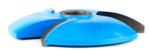 Amana SC407 Cove Raised Panel Shaper Cutter For 11/16" Material - 11/16" Cutting Height; 1-1/2" Reveal ; 1/2" & 3/4" Bore; 4-5/8" Overall Diameter; 2-1/2" Radius; Optional Rub Collar: C-005; Horizontal, 3-Wing, Carbide Tipped