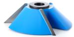 Amana SC618 Bevel Shaper Cutter - 45 Degree; 1" Cutting Height; 1/2" & 3/4" Bore; 3-1/2" Overall Diameter; C-011 Rub Collar; 3-Wing, Carbide Tipped